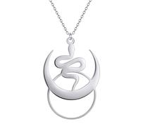Collar para hombre para mujer, hecho a mano, con colgante de serpiente de luna creciente para mujer, collar de joyería vintage de animales