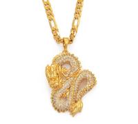 Collar para hombre para mujer, modelo de dragón, collares con colgante para mujeres y hombres, joyería de color dorado, circonita cúbica, adornos de máscara, símbolo de la suerte