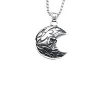 Collar para hombre para mujer, retro, hip-hop, versátil, calavera creciente, collar con colgante para hombre