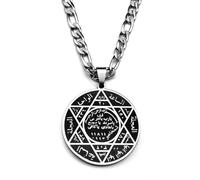 Collar para hombre, sello de Salomón, hexagrama, estrella de David, collar con colgante para mujeres y hombres, amuleto árabe de color dorado, joyería de hip hop