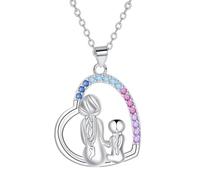 Collar para Madre Hija Plata de Ley 925, Colgante Amor de Corazón, Joyas Originales Regalo Navidad para Esposa/Madre/Hija