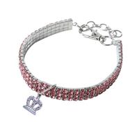 Collar para mascotas con diamantes brillantes con huellas de corazón, corona de diamantes para mascotas, joyería para mascotas, collar de estilo de boda, 9.3-11.3 pulgadas