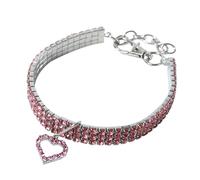 Collar para mascotas con diamantes brillantes con huellas de corazón, corona de diamantes para mascotas, joyería para mascotas, collar de estilo de boda, 9.3-11.3 pulgadas
