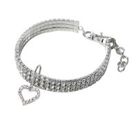 Collar para mascotas con diamantes brillantes con huellas de corazón, corona de diamantes para mascotas, joyería para mascotas, collar de estilo de boda, 9.3-11.3 pulgadas