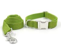 Collar para Mascotas, Conjunto de Collar y Correa for Perro. Collares Ajustables con Hebilla Metal for Perros pequeños. Correa Trenzada Resistente(Green,S)