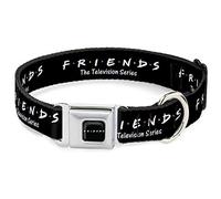Collar para Mascotas Friends, Collar de Perro, Hebilla de cinturón de Seguridad de Metal, Logotipo de Friends The Television Series Negro y Blanco, Multicolor, 11 a 16.5 Pulgadas, 1.0 Pulgadas de