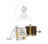 Collar para mi Hija "My Little Star", Colgante Libro con Mensajes Grabados, Joyería Mujer en Acero Inoxidable Bicolor, Regalo de cumpleaños o Navidad de mamá y papá a hija, Cadena Ajustable Elegante