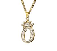 Collar para mujer, cadena de clavícula, circonita cúbica, corona, colgante con alfabeto, collar para chico, rock, punk, hip hop, estilo banda, rapero, bailarín, mujer, hombre, regalos O