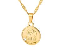 Collar para mujer, cadena de clavícula, collar con colgante de personalidad de las doce constelaciones, cadena de clavícula femenina, retro, redondo, signo del zodiaco, regalos D