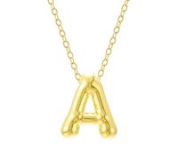 Collar para mujer, collar con inicial para mujer, chapado en oro, letras con nombre, globo inflable, joyería juvenil H, 2x1.5cm, Metal