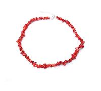 Collar Para Mujer, Collar De Gemas Grava De Cristal De Coral Rojo Collar De Chakra Con Cuentas Collares De Joyería Con Encanto De Piedra Natal De Reiki Para Mujeres Esposa Amiga Regalo De Aniversa