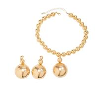 Collar para mujer, collar para hombre, elegante y moderno con colgante redondo, collar para mujer, estilo punk, lujoso, color dorado, cadena de cuentas, juego de joyería para banquetes y fiestas