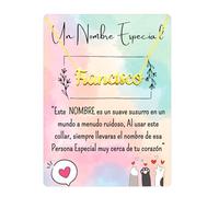 Collar para mujer con nombre de Hombre personalizado Acero inoxidable con Tarjeta de presentación Regalo original Cadena colgante Recuerdo Nombre Papá Abuelo novio Hijo (Francisco - Dorado)
