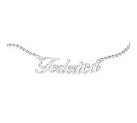 Collar para mujer con nombre personalizable Luce tu nombre. Acero inoxidable e hipoalergénico. Color: plateado. Diseñado en Italia., M, No aplicable