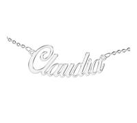 Collar para mujer con nombre personalizable Luce tu nombre. Acero inoxidable e hipoalergénico. Color: plateado. Diseñado en Italia., M, No aplicable