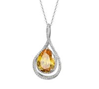 Collar para Mujeres Collares Colgantes Amarillos infinitos 46.5+6 cm, Plateado, circonio cúbico
