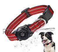 Collar para perro Airtag, 100% impermeable, collar de perro Apple Air Tag integrado, collar reflectante GPS con funda rígida de policarbonato para perros pequeños, medianos y grandes (rojo)