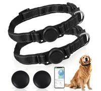 Collar para Perro Airtag, 2 Piezas de Collares Reflectantes para Perros con Rastreadores GPS para Perros Medianos y Grandes, Ajustable, Collar Antifuga para Perros con Cuello de 40 a 65 cm
