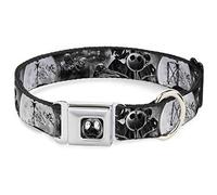 Collar para Perro Buckle-Down DC-WDY283-S. Dyhzjack Moon/Oogie Boogie Cara de Color Negro/Gris, pequeño/9-15 Pulgadas