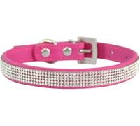 Collar para Perro, Collares Lindos y deslumbrantes for Cachorros Gatos con Diamantes de imitación(Rose Red,Large)