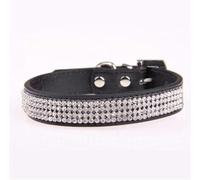 Collar para Perro con Diamantes de imitación de Cuero sintético y Cristales de imitación, Collar para Cachorros y Gatos, Suministros para Mascotas, Accesorios para Perros, Rosa Rojo, S-Negro-S