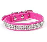 Collar para Perro con Diamantes de imitación de Cuero sintético y Cristales de imitación, Collar para Cachorros y Gatos, Suministros para Mascotas, Accesorios para Perros, Rosa Rojo, S-Rosa Rojo-M
