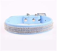 Collar para Perro con Diamantes de imitación de Cuero sintético y Cristales de imitación, Collar para Cachorros y Gatos, Suministros para Mascotas, Accesorios para Perros, Rosa Rojo, S-Azul-M
