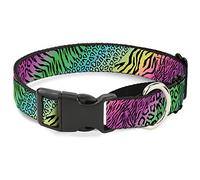 Collar para Perro con diseño de Animales de la Marca Buckle-Down Skins Rainbowith Negro Martingale, 2,5 cm de Ancho, Cuello pequeño de 23 a 38 cm