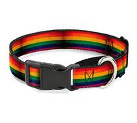 Collar para Perro con diseño de Bandera de Buckle-Down con Texto en inglés Distressed Rainbow Martingale Dog Collar, 1" de Ancho, para Cuello de 28 a 43 cm, tamaño Mediano