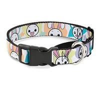 Collar para Perro con diseño de Conejos y Estrellas Blancos y Pastel Martingale de Buckle-Down Happy/Sad Bunnies, 2,5 cm de Ancho, Cuello Mediano de 28 a 43 cm