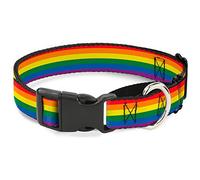 Collar para Perro con diseño de la Bandera del Orgullo del Arco Iris de Buckle-Down, 2,5 cm de Ancho, para cuellos de 38 a 66 cm