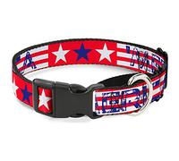 Collar para Perro con diseño de Rayas de Merica/Estrellas Rojo/Blanco/Azul Martingal, 2,5 cm de Ancho, Cuello pequeño de 23 a 38 cm