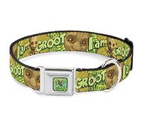 Collar para perro con hebilla para cinturón de seguridad, diseño de Groot Pose Face I Am Groot Browns Greens, amarillos, 45,7 cm a 81,2 cm de ancho