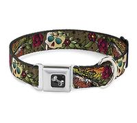 Collar para Perro de Oliva con Hebilla de Abajo de la Muerte Antes de Dishonor, Ancho mediano/16-23 Pulgadas