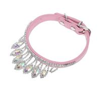 Collar para Perro de PU con Cristales Ajustable Rosa Elegante | Acabado con Brillantes Strass, Hebilla Metálica Fiable, para Cachorros y Razas Pequeñas