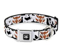 Collar para Perro, Hebilla para cinturón de Seguridad, Juguete de Madera, diseño de Vaca, Color Blanco, Negro, marrón, de 9 a 15 Pulgadas, 1 Pulgada de Ancho