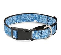 Collar para Perro Martingale de Color Azul y Blanco con diseño de Calaveras y Bandana, 3,8 cm de Ancho, Cuello pequeño de 33 a 46 cm
