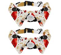 Collar para perro, paquete de 2 collares de mariquita para perros medianos, cachorros, cómodo corbatín de terciopelo para gatos y mascotas con campana