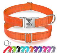Collar para perro reflectante personalizado, collar con nombre y número de teléfono grabados, hebilla desmontable duradera, collares ajustables para perros pequeños, medianos y grandes