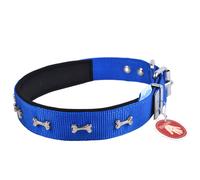 Collar para perros acolchado Confort de GogiPet®, azul con huesos