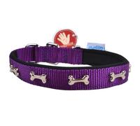 Collar para perros acolchado Confort de GogiPet®, lila con huesos