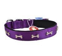 Collar para perros acolchado Confort de GogiPet®, lila con huesos