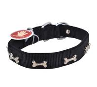 Collar para perros acolchado Confort de GogiPet®, negro con huesos