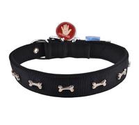 Collar para perros acolchado Confort de GogiPet®, negro con huesos