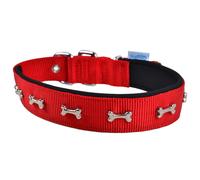 Collar para perros acolchado Confort de GogiPet®, rojo con huesos