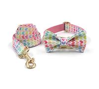 Collar para Perros Arnés Personalizado for Perros con Nombre Grabado, Patrón De Corazones, Multicolor, Varios Tamaños(B,S)