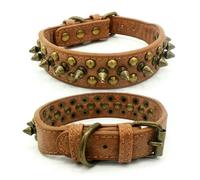 Collar para Perros Bulldog Francés Pitbull, Estilo Retro, con Remaches Dorados y Tachuelas de Cuero para Perros pequeños, medianos y Grandes, con Correa de Cuello con púas.