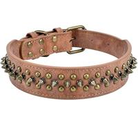 Collar para Perros con púas y Tachuelas de Piel sintética para Perros, Collar Deportivo para Cachorros de Pug, Collares para Perros Grandes, Suministros para Mascotas, marrón, M