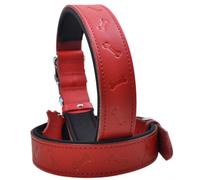 Collar para perros de cuero con huesos en 3D de GogiPet®, rojo