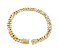 Collar para perros de metal con hebilla - Diamante Metal Cubano Link | Collar para perros Brillantes de diamantes de imitación Bli-ng | Cadena de perro de oro de cristal de 9.84 pulgadas de perro